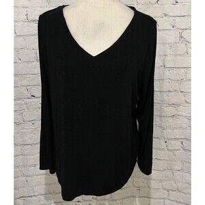 TRAVELERS by CHICO'S Long Sleeve V-Neck Cutout Back Shirt Top Sz 3/L/16